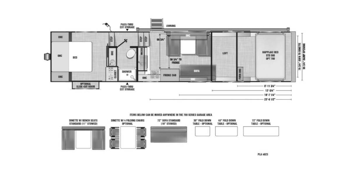 2024 ATC Pla 700 Series Toy Hauler 4023 Fifth Wheel at Camperland RV STOCK# N232309 Floor plan Layout Photo