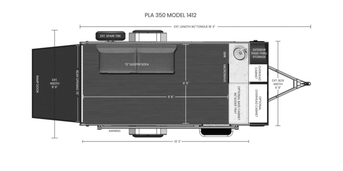 2024 ATC Pla 350 Series Toy Hauler 1412 Travel Trailer at Camperland RV STOCK# N232059 Floor plan Layout Photo