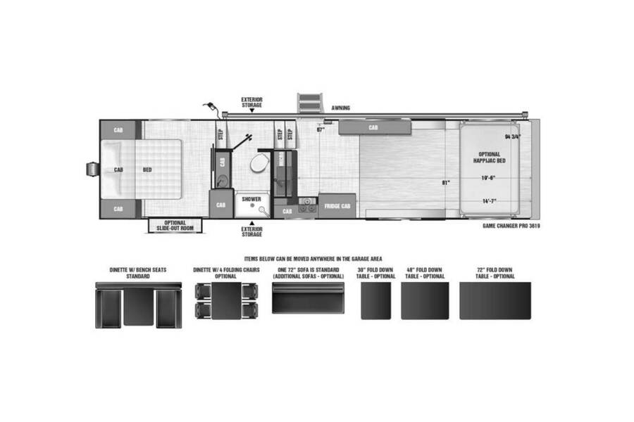 2022 ATC Game Changer PRO Series 3619  at Camperland RV STOCK# 227852 Floor plan Layout Photo