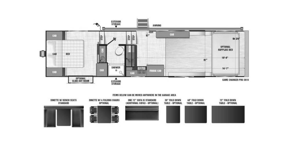 2022 ATC Game Changer PRO Series 3619 Fifth Wheel at Camperland RV STOCK# 227831 Floor plan Layout Photo