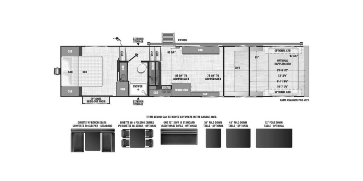 2022 ATC Game Changer PRO Series 4023 Fifth Wheel at Camperland RV STOCK# 227480 Floor plan Layout Photo