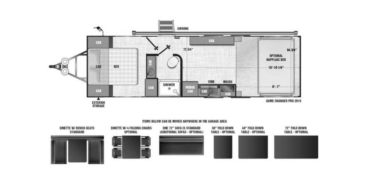 2022 ATC Game Changer Pro Series 2816 Travel Trailer at Camperland RV STOCK# 227197 Floor plan Layout Photo