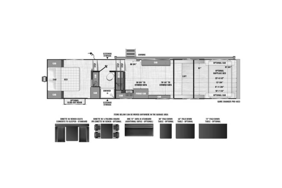 2022 ATC Game Changer PRO Series 4023  at Camperland RV STOCK# 227849 Floor plan Layout Photo