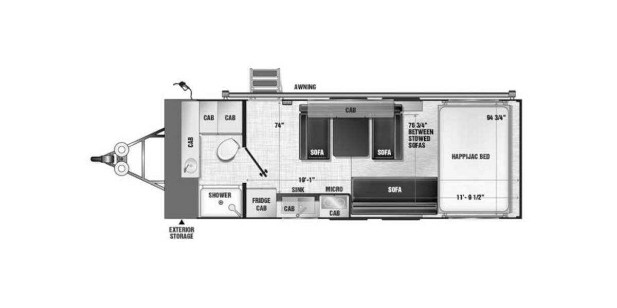 2022 ATC Game Changer 2419 Travel Trailer at Camperland RV STOCK# 228459 Floor plan Layout Photo