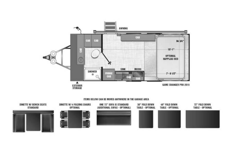2022 ATC Game Changer Pro Series 2015 Travel Trailer at Camperland RV STOCK# 228288 Floor plan Layout Photo