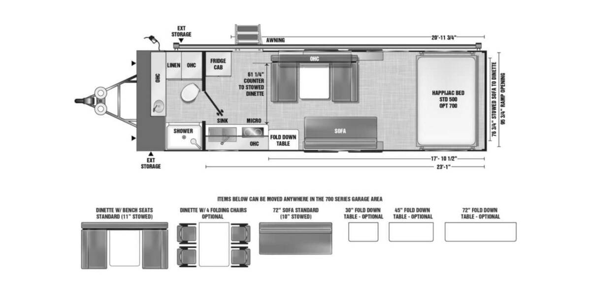 2024 ATC Pla 700 Series Toy Hauler 2823 Travel Trailer at Camperland RV STOCK# N232304 Floor plan Layout Photo